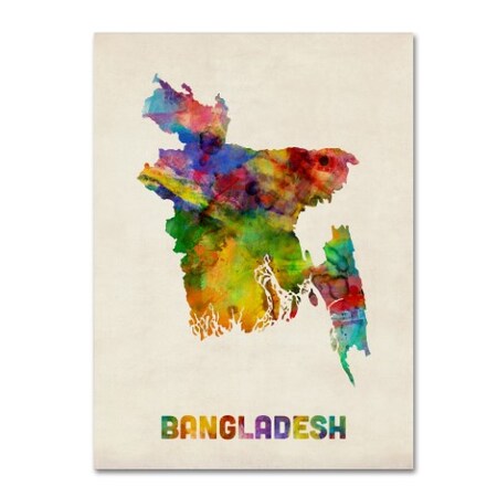 Michael Tompsett 'Bangladesh Watercolor Map' Canvas Art,24x32